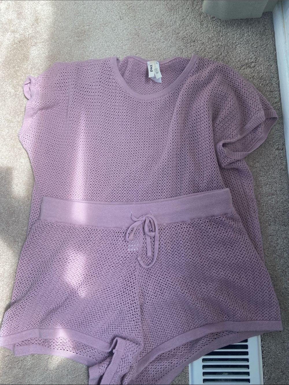 Pact beachside linen crochet set lavender
